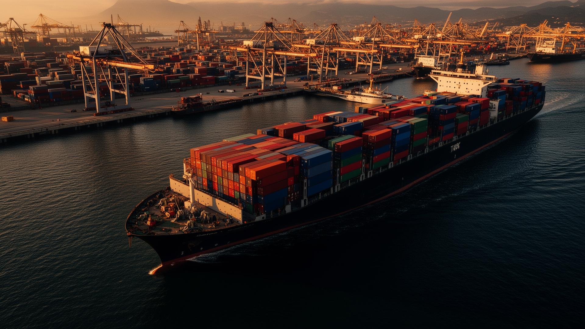 Container ship at port